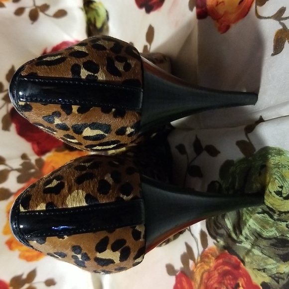 Sz 8 "Via Spiga" Cow Fur/Leather Peep Toe Pumps - Picture 4 of 8